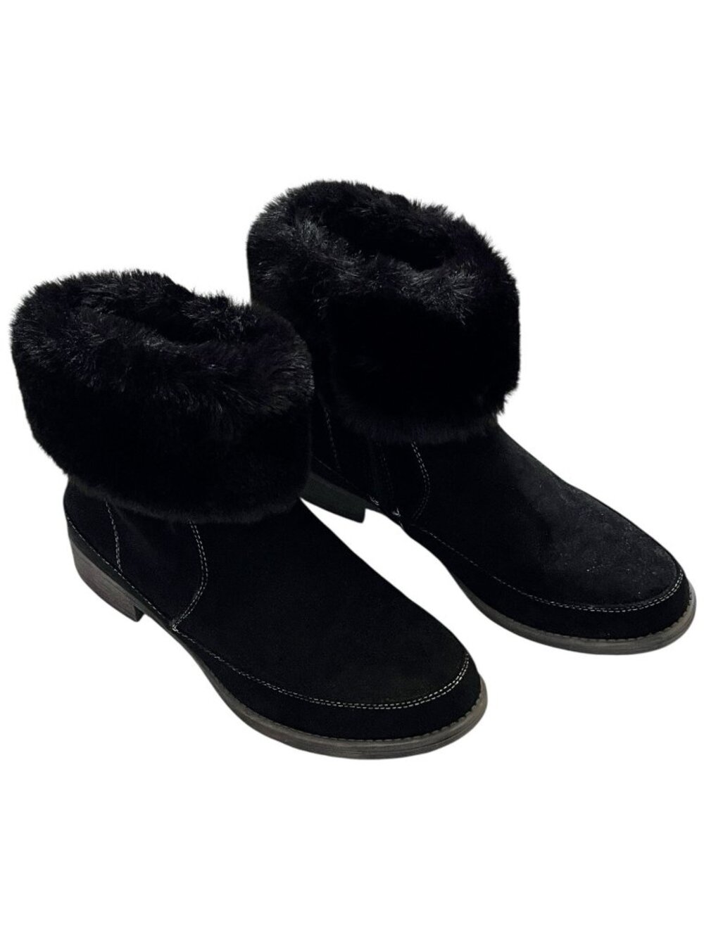 Propet Tabitha Black Ankle Boots Womens Sz 10W Zip Closure Faux-Fur Collar - Picture 2 of 7